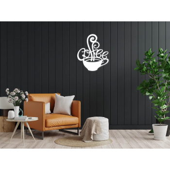 Biała loftowa dekoracja coffee na tle ściany pokoju